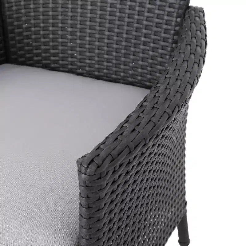 GDFStudio Chaises de salle à manger d'extérieur en osier Jocelyn avec coussin (lot de 4), gris/gris clair