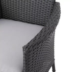 GDFStudio Chaises de salle à manger d'extérieur en osier Jocelyn avec coussin (lot de 4), gris/gris clair