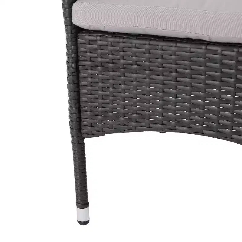 GDFStudio Chaises de salle à manger d'extérieur en osier Jocelyn avec coussin (lot de 4), gris/gris clair