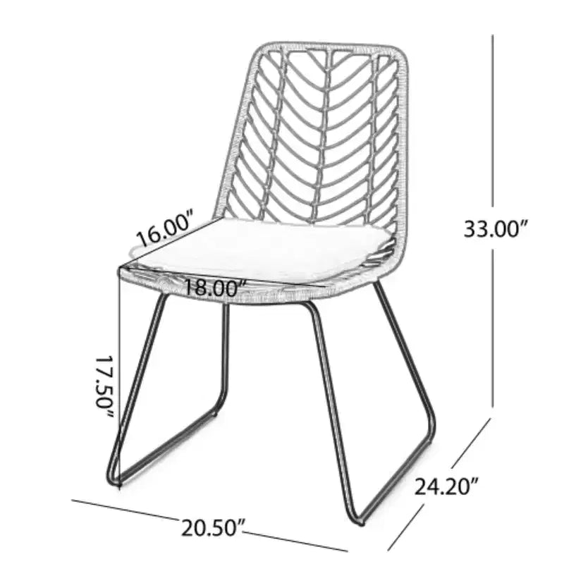 GDFStudio Azlee Sedie da pranzo per esterni in rattan e ferro con gambe ad anello (set da 2)