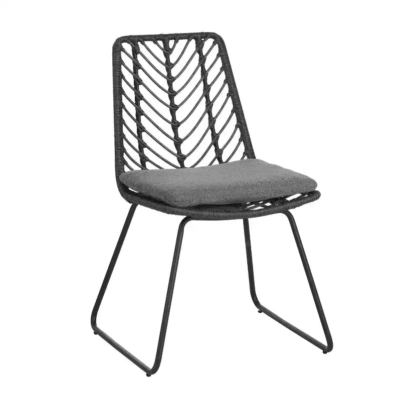 GDFStudio Azlee Sedie da pranzo per esterni in rattan e ferro con gambe ad anello (set da 2)