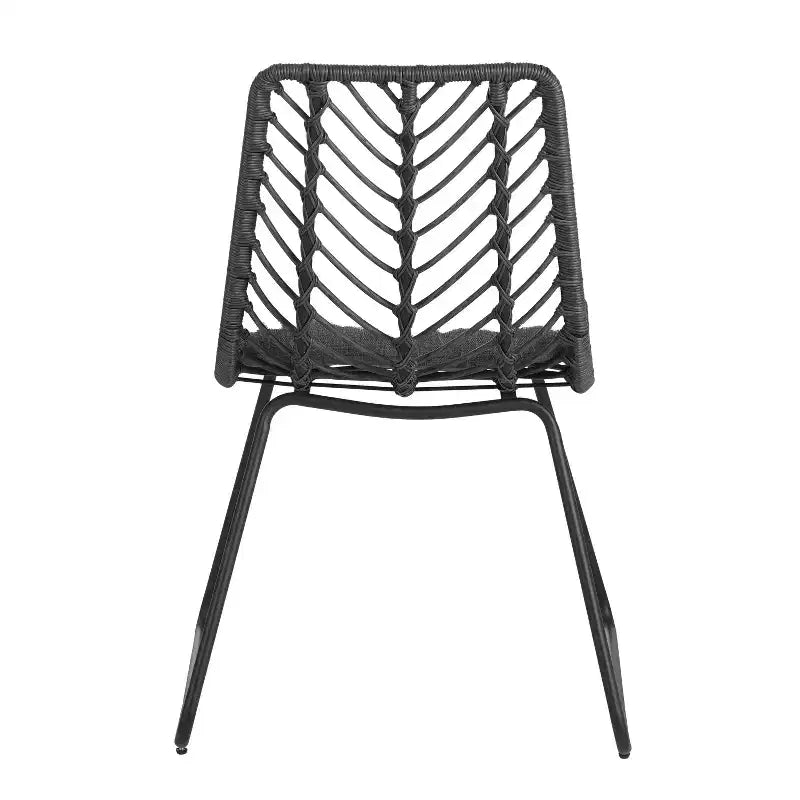 GDFStudio Azlee Sedie da pranzo per esterni in rattan e ferro con gambe ad anello (set da 2)