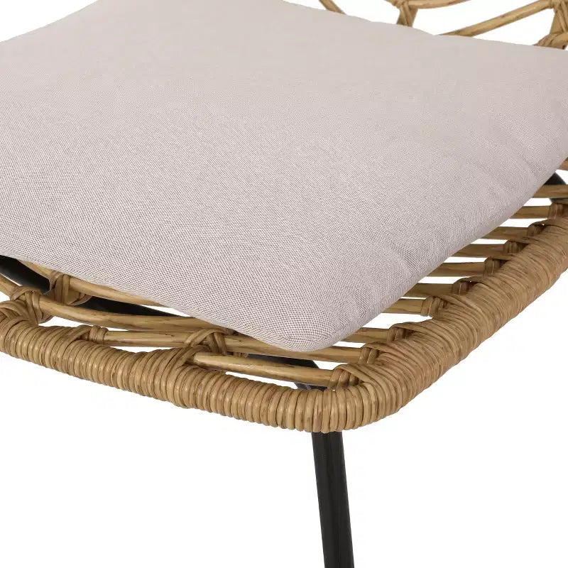 GDFStudio Azlee Sedie da pranzo per esterni in rattan e ferro con gambe ad anello (set da 2)