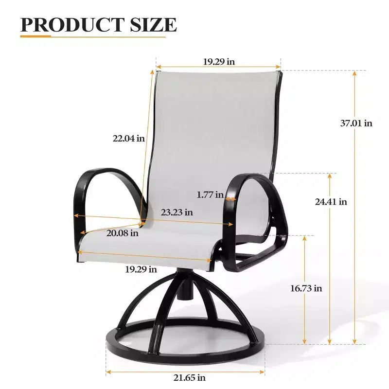 Chaises de salle à manger d'extérieur en aluminium Crestlive Products avec tissu Sunbrella (lot de 2)