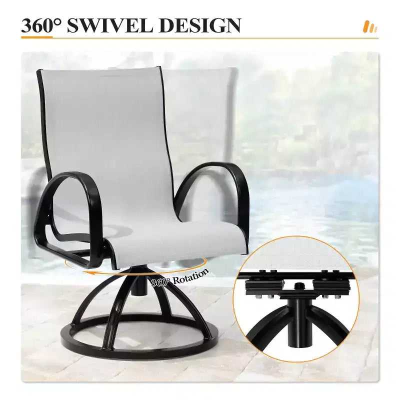 Chaises de salle à manger d'extérieur en aluminium Crestlive Products avec tissu Sunbrella (lot de 2)