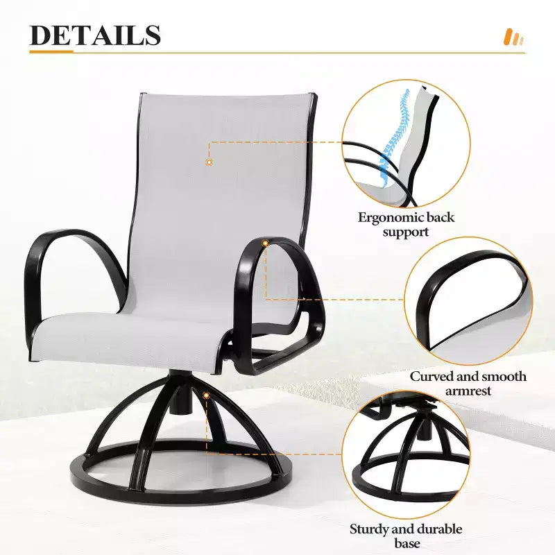 Chaises de salle à manger d'extérieur en aluminium Crestlive Products avec tissu Sunbrella (lot de 2)