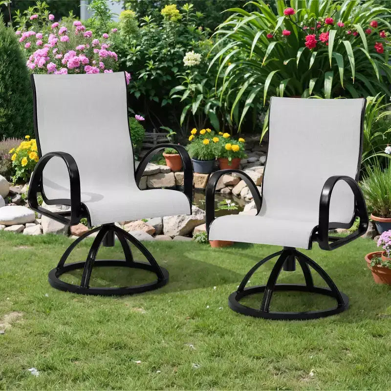 Chaises de salle à manger d'extérieur en aluminium Crestlive Products avec tissu Sunbrella (lot de 2)