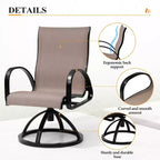 Chaises de salle à manger d'extérieur en aluminium Crestlive Products avec tissu Sunbrella (lot de 2)