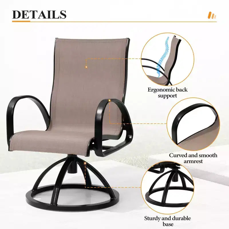 Chaises de salle à manger d'extérieur en aluminium Crestlive Products avec tissu Sunbrella (lot de 2)