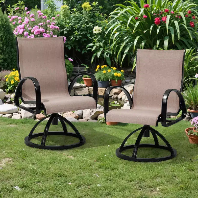 Chaises de salle à manger d'extérieur en aluminium Crestlive Products avec tissu Sunbrella (lot de 2)