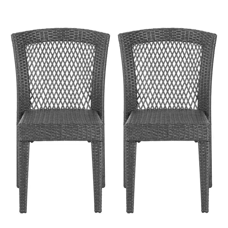 Christopher Knight Home Chaises de salle à manger empilables en rotin et fer Hava (lot de 2)