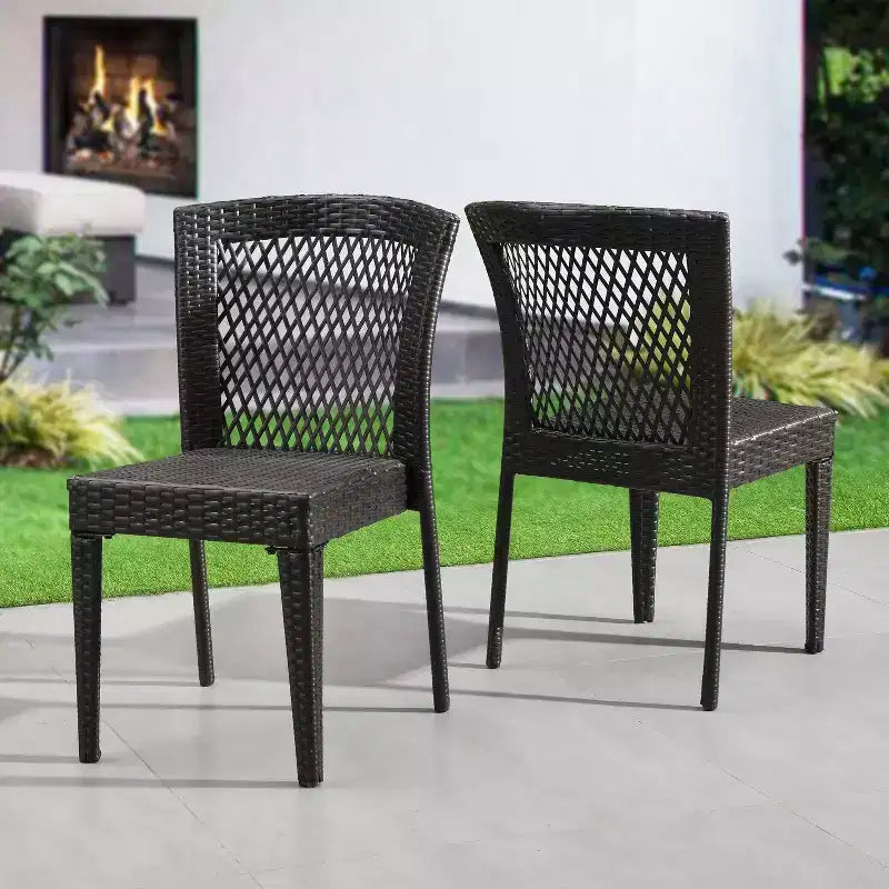 Christopher Knight Home Hava Outdoor Rattan and Iron Stacking Dining Chairs (Set of 2)
