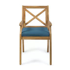 GDFStudio Abena Sedie da pranzo da esterno in legno di acacia con cuscino (set di 2)