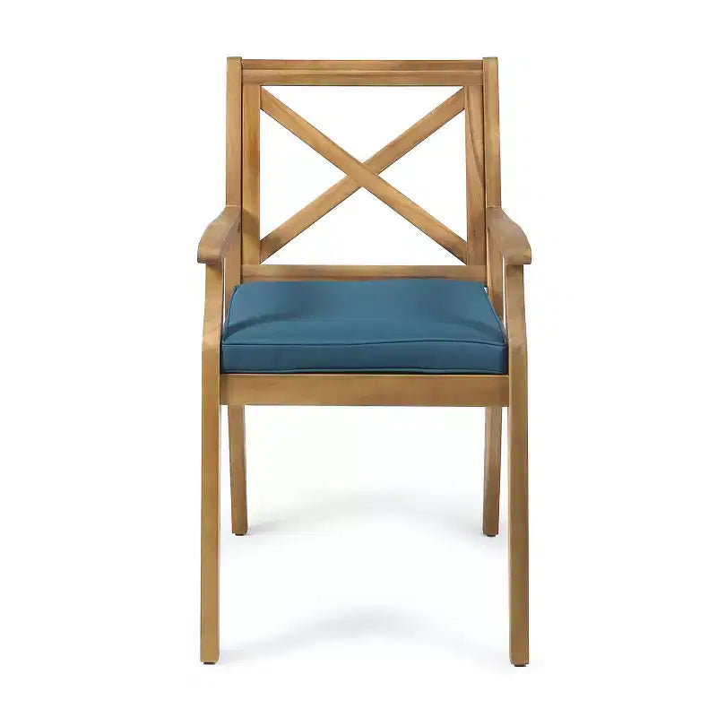 GDFStudio Abena Sedie da pranzo da esterno in legno di acacia con cuscino (set di 2)