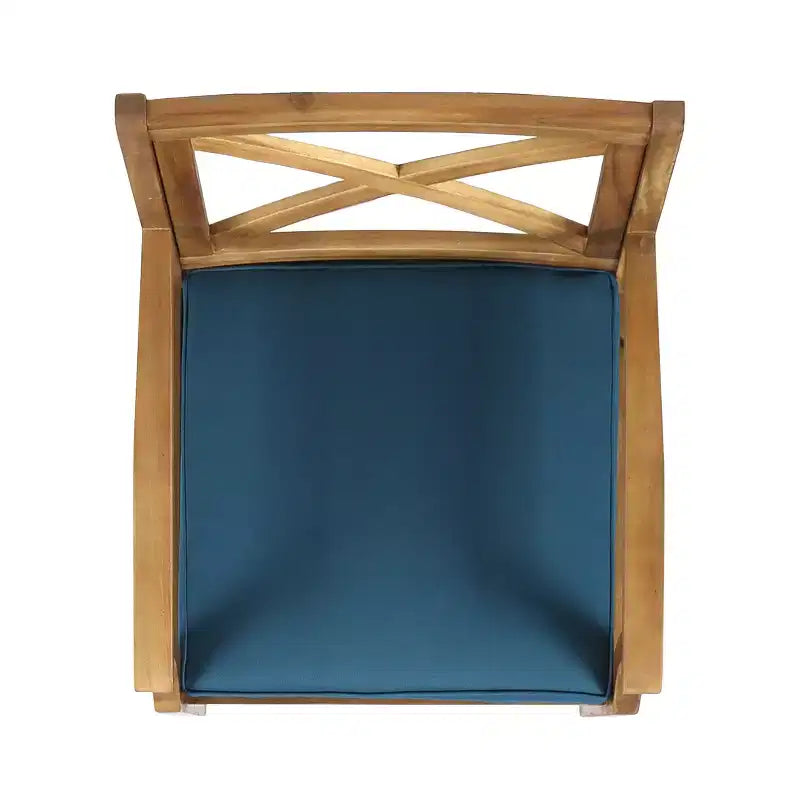 GDFStudio Abena Sedie da pranzo da esterno in legno di acacia con cuscino (set di 2)