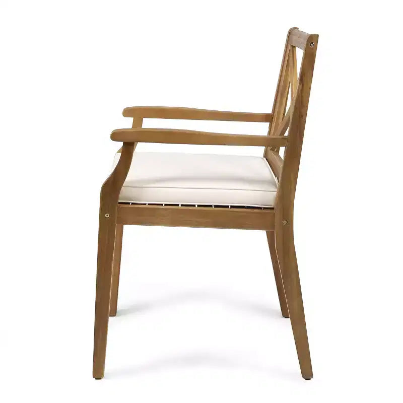 GDFStudio Abena Sedie da pranzo da esterno in legno di acacia con cuscino (set di 2)