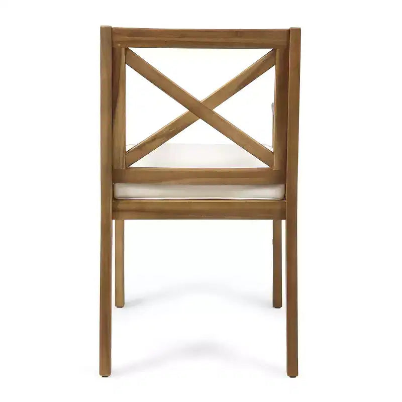 GDFStudio Abena Sedie da pranzo da esterno in legno di acacia con cuscino (set di 2)