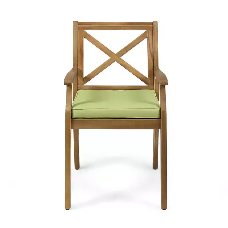 GDFStudio Abena Sedie da pranzo da esterno in legno di acacia con cuscino (set di 2)