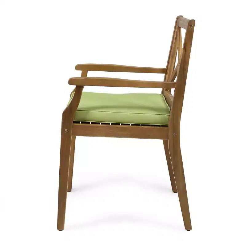 GDFStudio Abena Sedie da pranzo da esterno in legno di acacia con cuscino (set di 2)