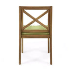 GDFStudio Abena Sedie da pranzo da esterno in legno di acacia con cuscino (set di 2)