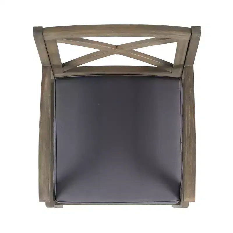GDFStudio Abena Sedie da pranzo da esterno in legno di acacia con cuscino (set di 2)