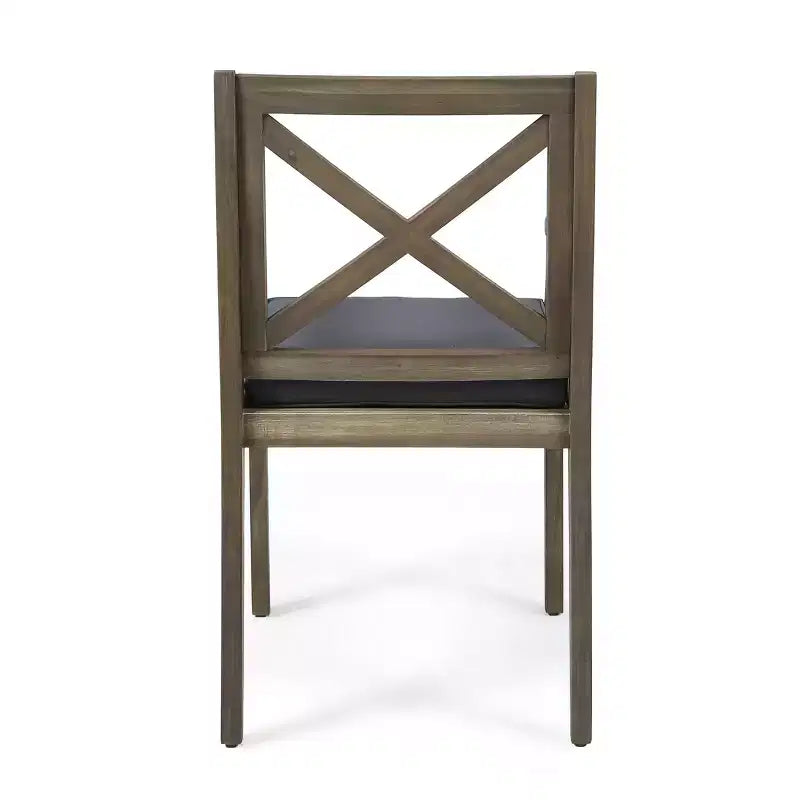 GDFStudio Abena Sedie da pranzo da esterno in legno di acacia con cuscino (set di 2)