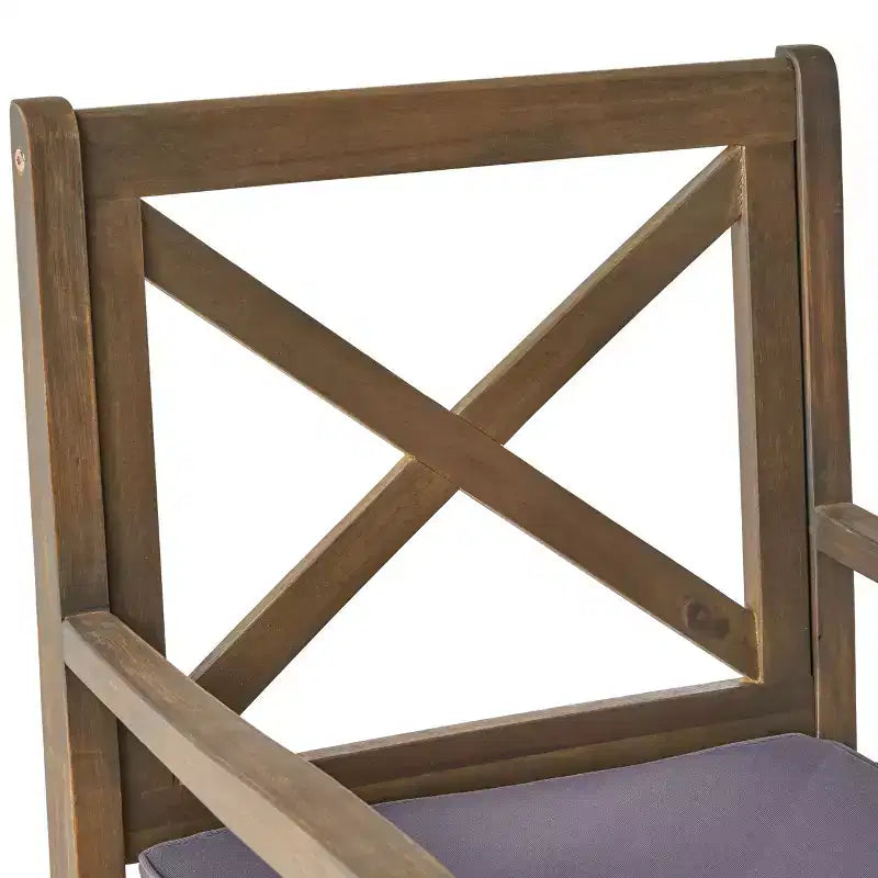 GDFStudio Abena Sedie da pranzo da esterno in legno di acacia con cuscino (set di 2)