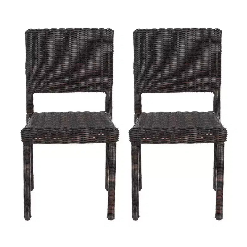 Christopher Knight Home Brande Outdoor Rattan and Iron Dining Chair (Set of 2), Brown