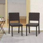 Christopher Knight Home Brande, sedia da pranzo da esterno in rattan e ferro (set da 2), marrone