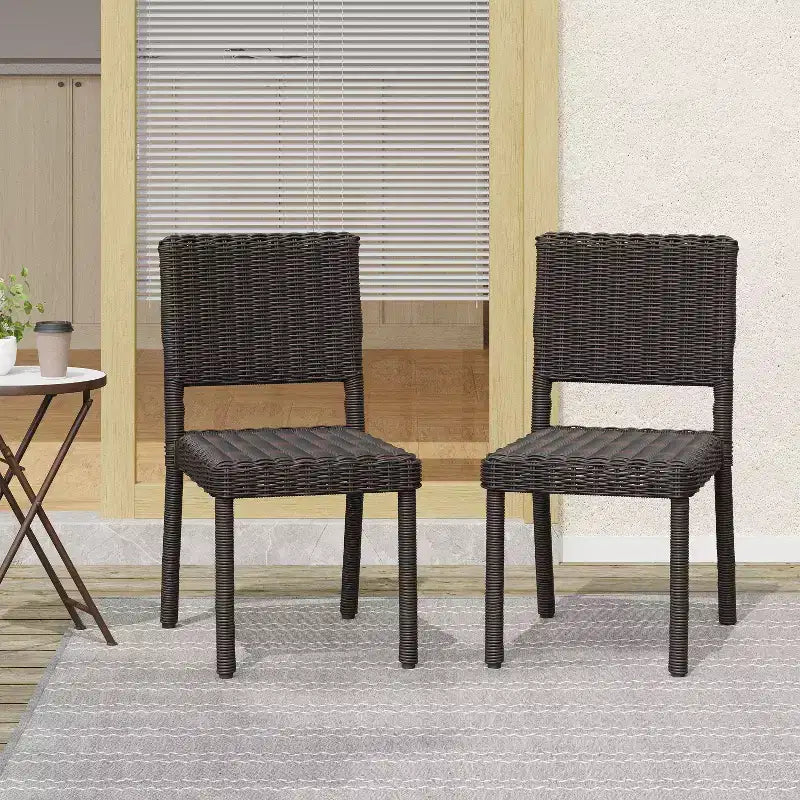 Christopher Knight Home Brande, sedia da pranzo da esterno in rattan e ferro (set da 2), marrone
