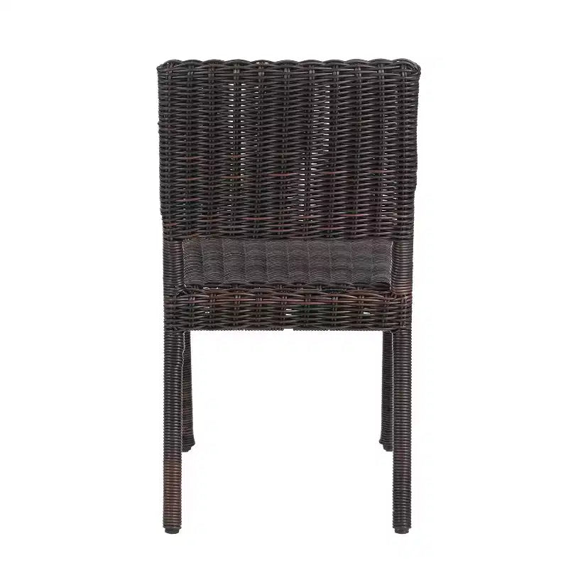 Christopher Knight Home Brande, sedia da pranzo da esterno in rattan e ferro (set da 2), marrone