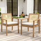 Christopher Knight Home Otis Outdoor Rattan Weave Acacia Dining Chairs with Removable Cushion (Set of 2)