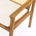 Christopher Knight Home Otis Sedie da Pranzo da Esterno in Rattan Intrecciato e Acacia con Cuscino Rimovibile (Set di 2)