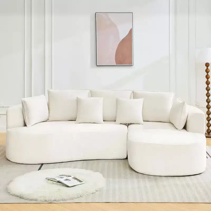 Divano componibile curvo a 106'' con chaise longue e funzione letto, tessuto ciniglia, nessun montaggio richiesto per soggiorno/appartamento/camera da letto