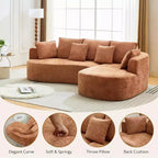 Divano componibile curvo a 106'' con chaise longue e funzione letto, tessuto ciniglia, nessun montaggio richiesto per soggiorno/appartamento/camera da letto