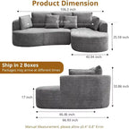 Divano componibile curvo a 106'' con chaise longue e funzione letto, tessuto ciniglia, nessun montaggio richiesto per soggiorno/appartamento/camera da letto