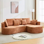 Divano componibile curvo a 106'' con chaise longue e funzione letto, tessuto ciniglia, nessun montaggio richiesto per soggiorno/appartamento/camera da letto