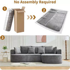 Divano componibile curvo a 106'' con chaise longue e funzione letto, tessuto ciniglia, nessun montaggio richiesto per soggiorno/appartamento/camera da letto