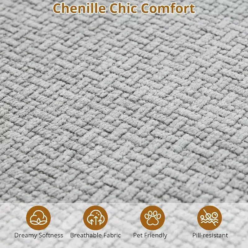 Divano componibile curvo a 106'' con chaise longue e funzione letto, tessuto ciniglia, nessun montaggio richiesto per soggiorno/appartamento/camera da letto