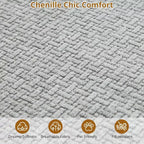 Divano componibile curvo a 106'' con chaise longue e funzione letto, tessuto ciniglia, nessun montaggio richiesto per soggiorno/appartamento/camera da letto