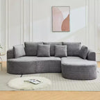 Divano componibile curvo a 106'' con chaise longue e funzione letto, tessuto ciniglia, nessun montaggio richiesto per soggiorno/appartamento/camera da letto