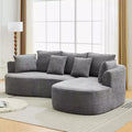 106'' Curved Modular Sectional Sofa with Chaise & Sleeper, Chenille Fabric, No Assembly for Living Room/Apartment/Bedroom