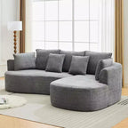 106'' Curved Modular Sectional Sofa with Chaise & Sleeper, Chenille Fabric, No Assembly for Living Room/Apartment/Bedroom