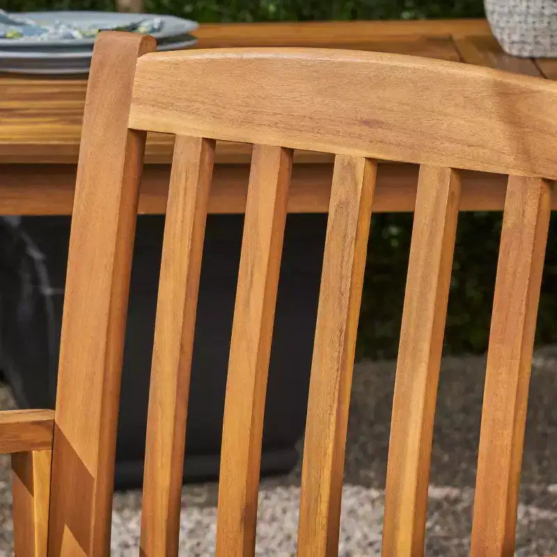 GDFStudio Keegan Sedie da pranzo da esterno in legno di acacia con cuscino resistente all'acqua (set da 2)