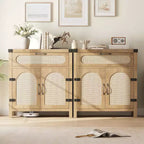 Credenze a buffet in rattan con contenitore, mobiletto da cucina in stile rustico con cassetto per sala da pranzo, soggiorno, corridoio