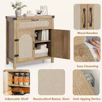 Credenze a buffet in rattan con contenitore, mobiletto da cucina in stile rustico con cassetto per sala da pranzo, soggiorno, corridoio