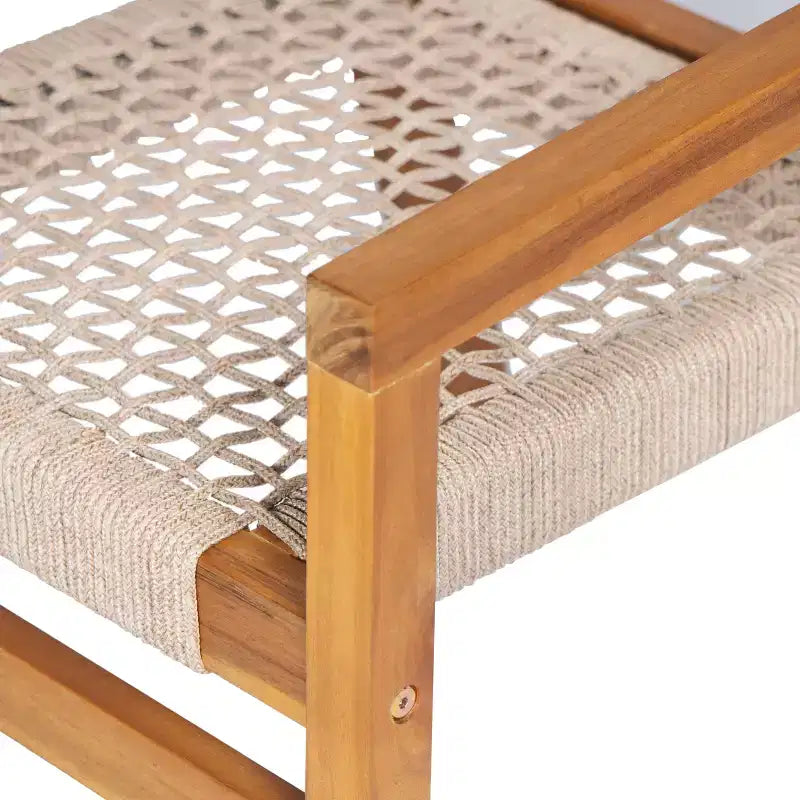 Christopher Knight Home Hamon Sedie da pranzo per esterni in legno di acacia e corda intrecciata (set di 2)