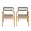 Christopher Knight Home Hamon Outdoor Rope Woven Acacia Wood Dining Chair (Set of 2)