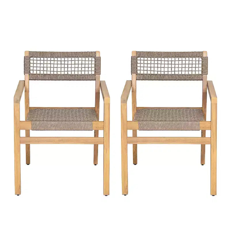 Christopher Knight Home Hamon Outdoor Rope Woven Acacia Wood Dining Chair (Set of 2)