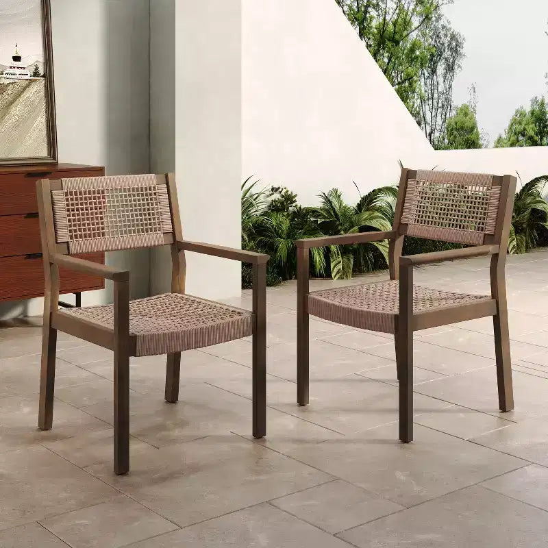 Christopher Knight Home Hani Braided Rope Acacia Dining Chairs